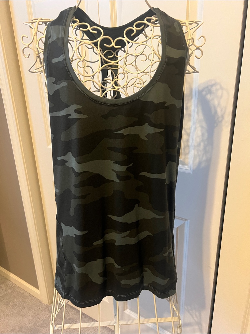 Athleta Camouflage Chi Racerback Tank Top - Olive Green